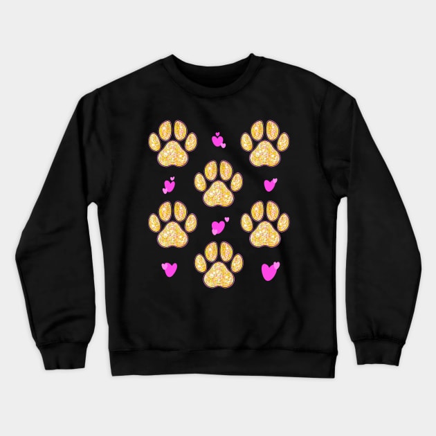 Glitter Paws and Hearts Pattern Crewneck Sweatshirt by IhateDumplings